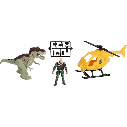 Игровой набор: Охота на Тираннозавра на вертолете, свет и звук 